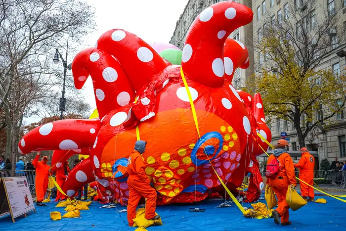 Scenes from the 2019 Macy's Thanksgiving Day Parade balloon inflation